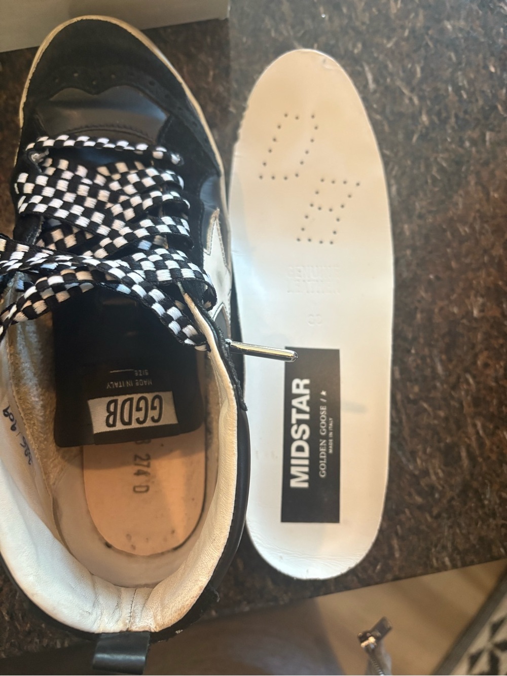 Golden Goose Black & White Star High-Top Sneakers - Picture 4 of 5